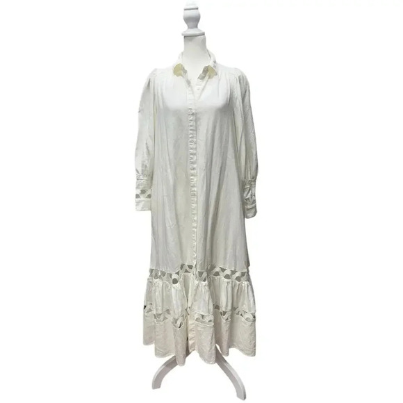 Lisa Marie Fernandez xTarget White Linen Button Up Cutout Shirtdress Size 4 - Picture 4 of 16